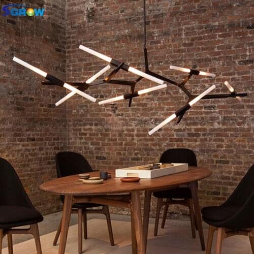 SGROW Modern Branch Pendant Lights Industrial Glass Lighting Fixtures for Living Room Dinning Room Bedroom G9 Hanging LED Lamps