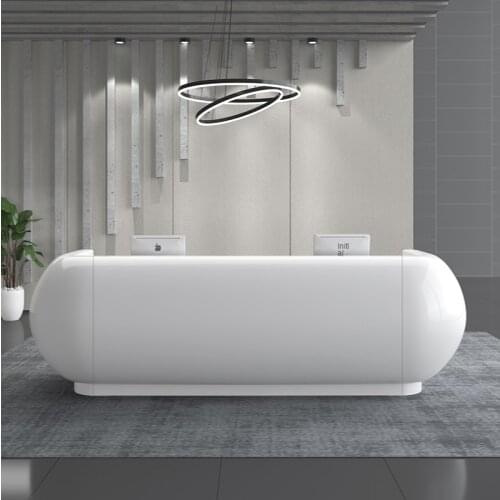 The front desk white painted welcome table stylish arc bar simple modern cash register
