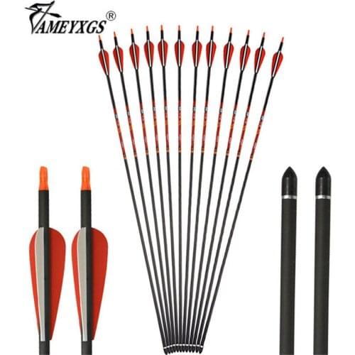 12pcs Archery 31inch Carbon Arrow ID6.2mm Spine 400 Pure Carbon Shaft For Compound Bow Recurve Bow Hunting Shooting Accessories