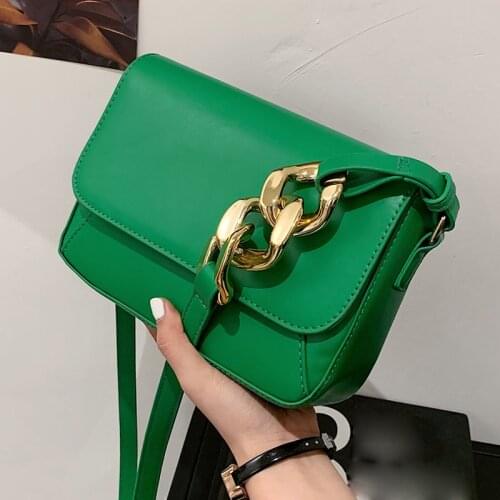 PU Leather Flap Shoulder Bags For Women Thick Chain Design Ladies Handbag 2021 Beautiful Fashion Crossbody Tote Bag Female Purse