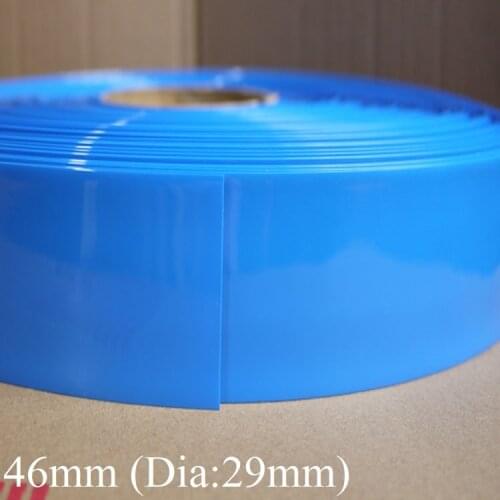 46mm Width 18650 Lithium Battery Film Wrap PVC Heat Shrink Tube Sheath Cover Insulated Cable Sleeve Pack Protection Blue Black