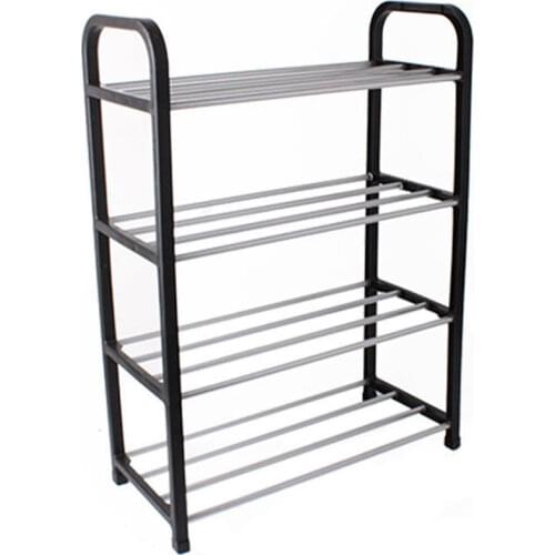 Shoe Rack Four Layers PP Storage Shoes Hanger Practical Shoes Shelf Household Supplies Slipper Black Creative