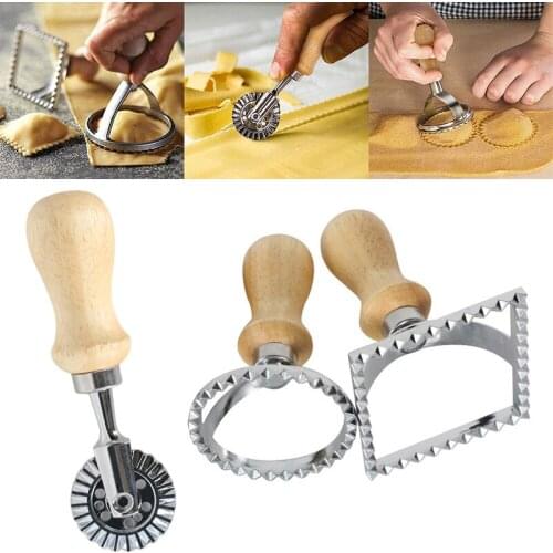 1Pc Biscuit Mold Pasta Hand-Cutting Machine Side Flower Cookie Cutter Embossed Dumpling Round Cookie Mould With Roller Cutti