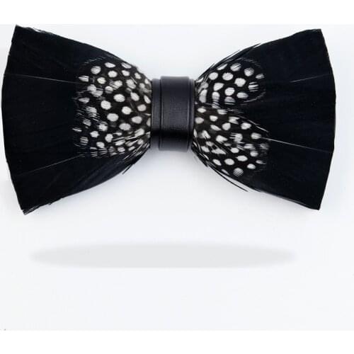 1pcs Feather Bow Tie Natural Hand Made Bowtie With Gift Box For Men Business Party Wedding