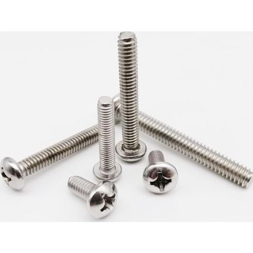 10/50pcs UNC 2#-56 4#-40 6#-32 8#-32 10#-24 12#-24 US Coarse Thread 304 Stainless Steel Cross Round Phillips Pan Head Screw Bolt