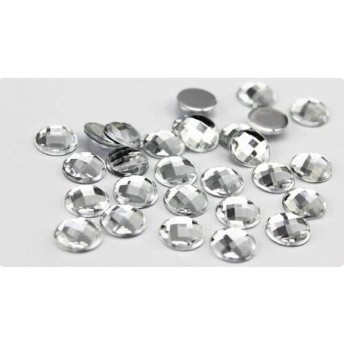 1000pcs quality Clear acrylic Flatback rhinestones Machine Cut facted foiled flatbacks 8mm