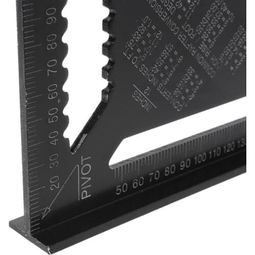 12Inch Aluminum Alloy Metric Triangle Ruler Angle Protractor Speed Square Woodwork Protractor Gauge High Precision Measuring