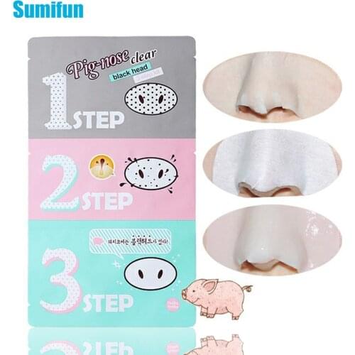 1PC Facial Skin Care Head Plaster Clean Blackheads Remove Beauticians Holika Pig Nose Acne Mask Stickers 3 Step Kit Black C020
