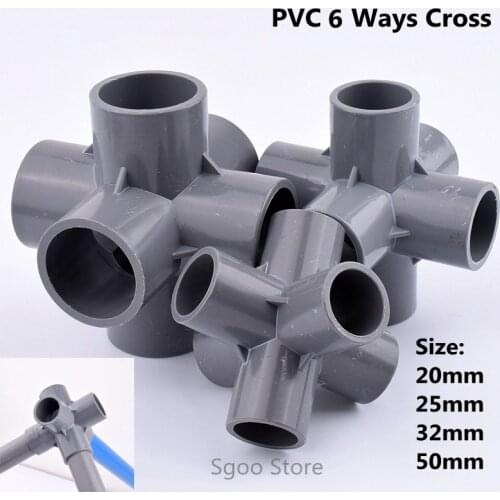 2-10Pcs 6 Ways Cross Irrigation Tube Hydroponic Frame Connectors PVC Pipe Three-dimensional Joint Aquarium Fittings DIY