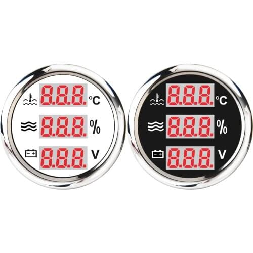 3 In 1 Multi-Function Digital Gauge Water Temp Gauge 52MM With Backlight Voltmeter IP67 Voltage Water Temperature Gauge Volts
