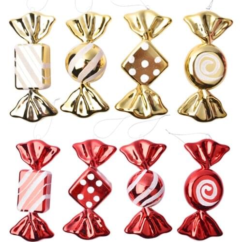 4pcs PPS + Electropl Candy Shape Christmas Ornament Colorful Gift Box Christmas Tree Pendant New Year Ornaments Decor