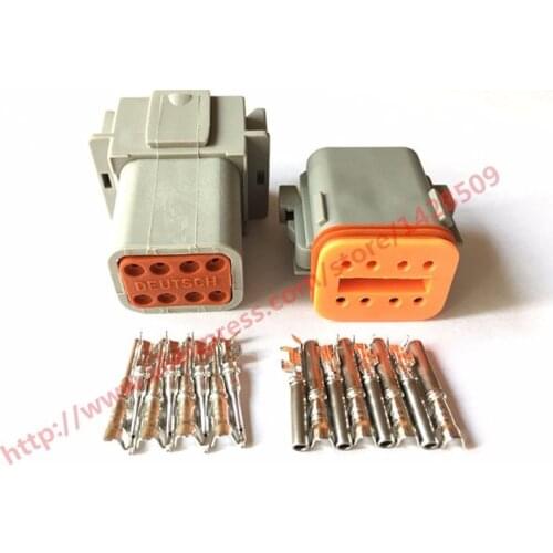 5 Sets 8 Pin Female And Male Waterproof Electrical Wire Connector Plug Deutsch Enhanced Seal Shrink Boot Adapter DT06-8S DT04-8P