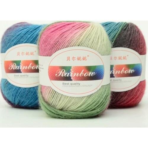50g/balls yarn spinning Duan dyed rainbow wool yarn thread Color gradient crocheted shawl hat scarf knitting wool jewelry VP002
