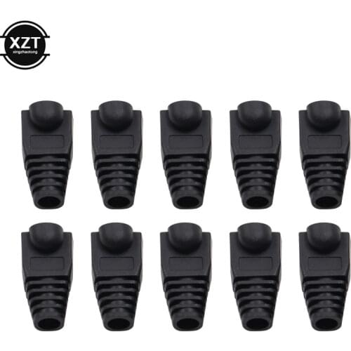 50pcs/Lot Black Boot Cap Plug Head For RJ45 Cat5/6 Cable Connector Modular Network cable case