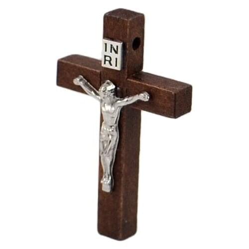 8x Wood Cross alloy INRI JESUS Pendant Catholic Orthodox Christian Fashion Religious Jewelry Accessories