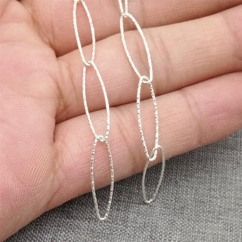 925 Sterling Silver Unfinished Sparkle Oval Cable Chain for Necklace Bracelet