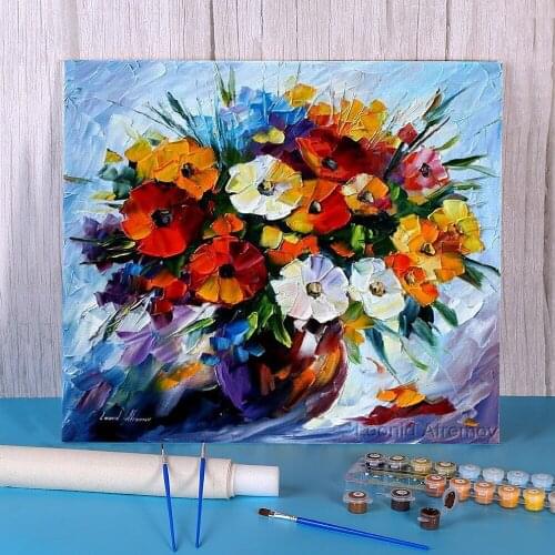 Afremov Paris Windows Original Painting By Numbers Set Acrylic Paints 50*70 Oil Painting Home Decor For Kids Handiwork