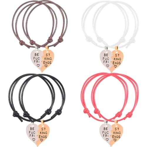 2-piece Best Friend Bracelet Trendy Fashion Creative Heart-shaped Alloy Pendant Friendship Jewelry Gift Multi-color Optional Hot