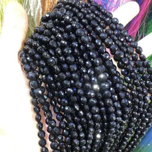 Natural Stone Beads Black Agates Oblate Section Beads 6mm Loose Beads for Jewelry Making Necklace DIY Bracelet Length 38cm