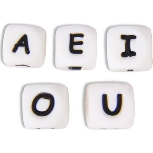 Chenkai 100PCS White Blue Colorful Letter Silicone Beads Food Grade DIY Baby Infant Teethers Pacifier Charm Jewelry Toy Alphabet