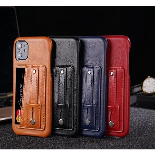 For iPhone 6 6s 7 8 plus se2 x xr xs 11 pro max case finger ring bracket phone shell simple wallet business leather case cover
