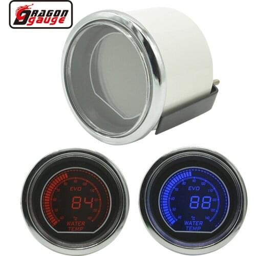 Dragon 52mm Auto Car Digital LCD Water Temp Gauge White Shell Red And Blue Light Temperature Meter 40-140 Celsius Free Shipping