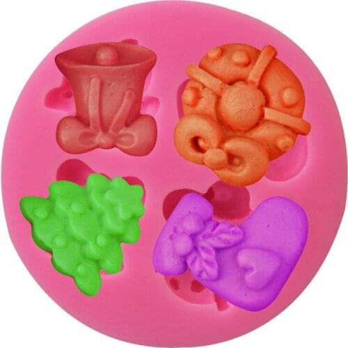 DIY bell sock package Christmas tree series chocolate cake baking fondant silicone mold plaster drop glue handmade soap mold