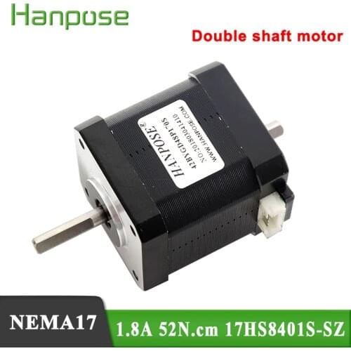 Nema 17 motor 4-lead Double shaft Stepper Motor 42 motor 42BYGH 1.8A 52N.CM 17HS8401S-SZ motor for CNC milling machine