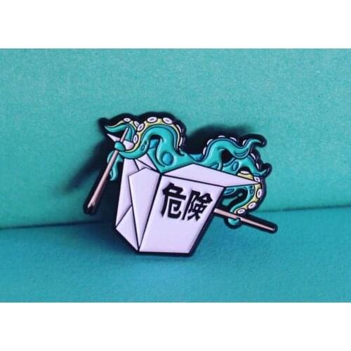 Enamel Pin Badge Octopus Takeout