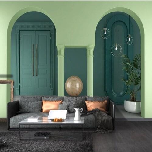 Custom Photo Mural Modern 3D Geometric Green Plant Space Wallpaper Living Room Study TV Background Wall Decor Fresco Wall Cloth