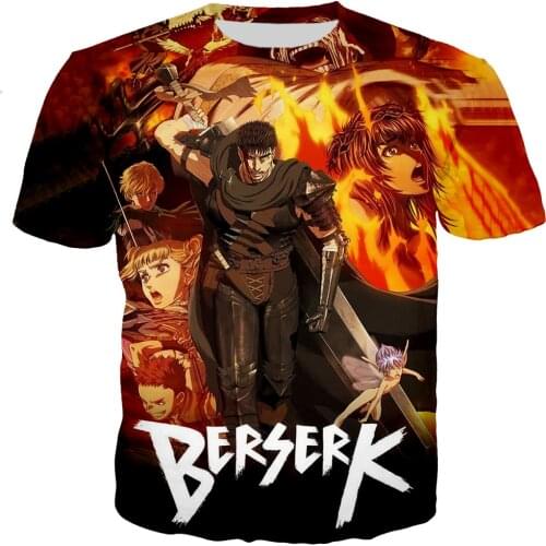 Movie Berserk Shirts Men/women New Fashion Cool 3D Berserk Printed T-shirt Casual Style Streetwear Tee Tops