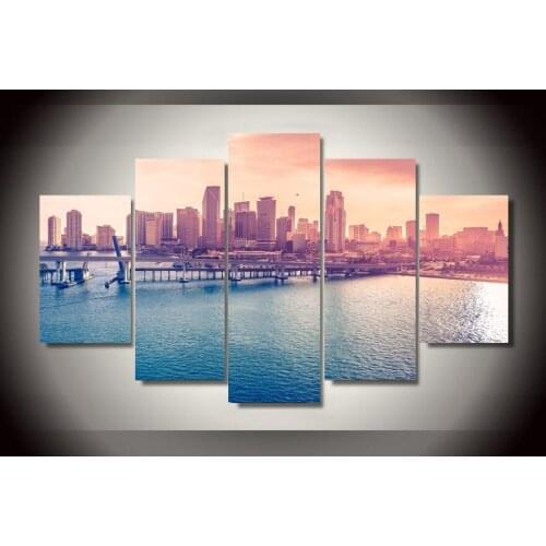 5 piece of Miami world painting decorative printing poster printing image oil painting on the wall for the sitting room