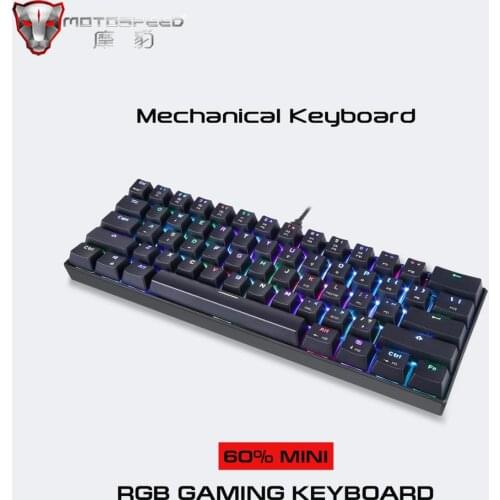 Portable Mini Motospeed CK61 RGB Mechanical Keyboard 61 Keys Wired LED Backlight Laser Gaming Keyboard For PC Computer Notebook