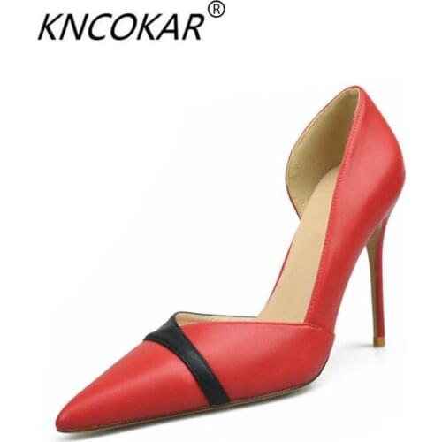 KNCOKAR The new 2018 fine matte color matching point with super high heels fashion sexy shallow separate code for womens shoes