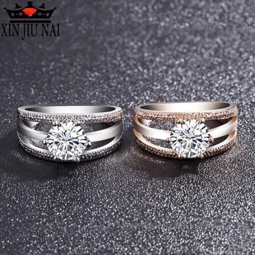 2 Colors Austrian Crystals Ring Rose Gold Color Anelli Flower Ring Bague Engagement Anillos Anel Rings For Women Wedding Ring