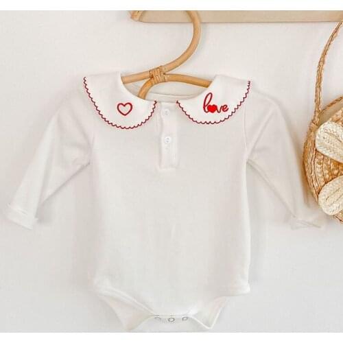 Infant Baby Girls Letter Loving Heart Embroider Rompers Clothing New Spring Autumn Kids Girl Long Sleeve Rompers Clothes