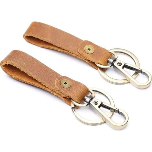 Leather handmade original business leather keychain handmade retro leather car gift unisex