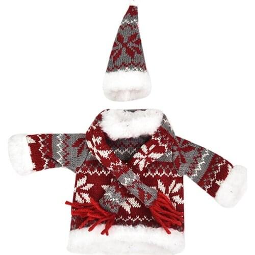 Cute Wine Bottle Covers Knitted Sweater Holiday Cover Set Christmas Party Festival Dinner Table Decorations