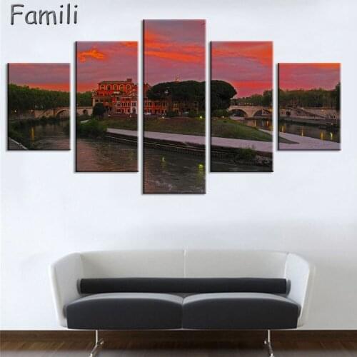 Hot Sale Landscape Canvas Painting 5 Pieces Wall Art Spectacular Sunshine Wall Picture For Living Room