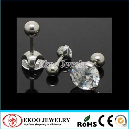 316L Surgical Steel Prong Set Round CZ Ear Tragus Lot of 20pcs Body Jewelry