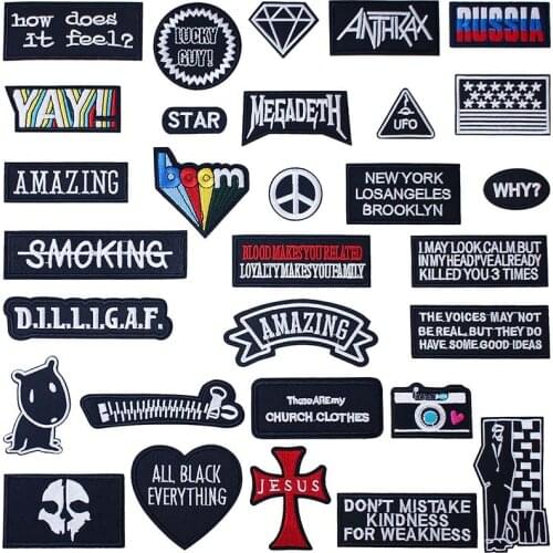 Words Slogan Sentence Iron On Knitting Textile Woven Sewing Accessories Patch Piece Popular Stripes Applique Stickers Personal