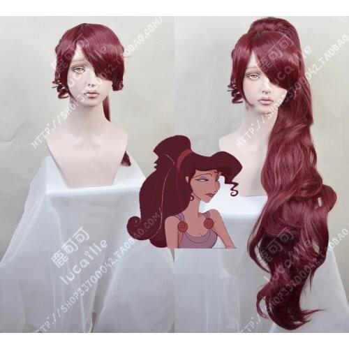 Anime Hercules Meg Princess Megara Cosplay Wigs Long Red Heat Resistant Synthetic Hair Wig + Wig Cap