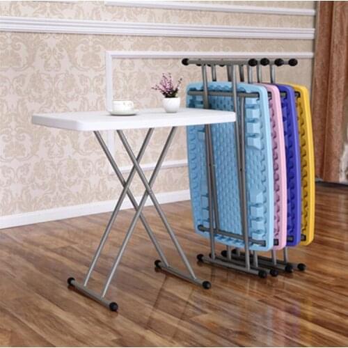 Plastic foldable portable table for working study picnic camping dining table outdoor height adjust folding desk pink white blue