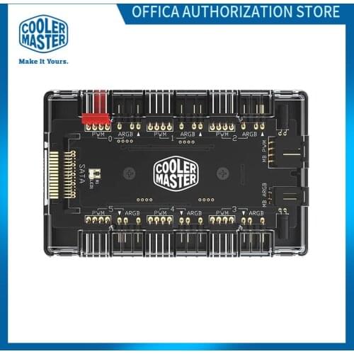 Cooler Master 1 To 6 Multi Way Splitter 5V3PIN RGB Chassis Fan Adapter PWM ARGB Addressable SATA Power Interface Desktop Fan Hub