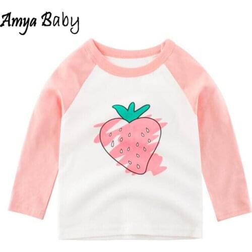 Amya Baby Girls Tops Long Sleeve Patchwork Cotton Toddler Girl Shirt Casual Children Clothing Kids T Shirts Toddler Clothes
