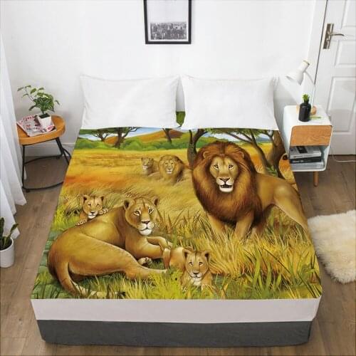 Cartoon Childrens Elastic fitted sheet bed sheet With An Elastic Band 160x200 Mattress Cover Bed cover for kids baby Car lion
