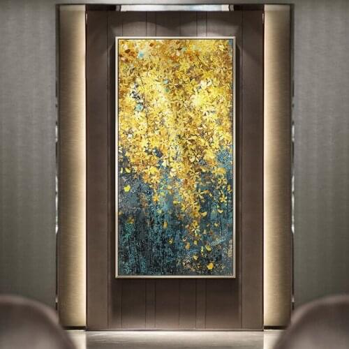Modern Canvas Painting Poster and Print for Living Room Home Decorative Large Art Wall Painting Golden Leaf Restaurant Picture