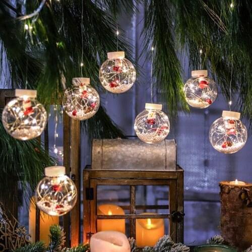 LED Curtain String Light Wishing Ball Santa Claus Christmas New Year2022 Christmas Pendant for Home Xmas Navidad Tree Decoration