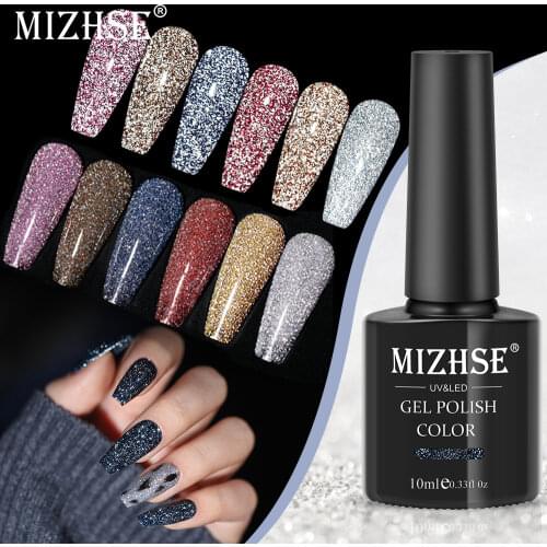 MIZHSE 10ML Reflective Gel Nail Polish Shiny 6 Colors Vernis Semi Permanent Varnish Hybird Nail Polish UV Acrygel For Nail Art