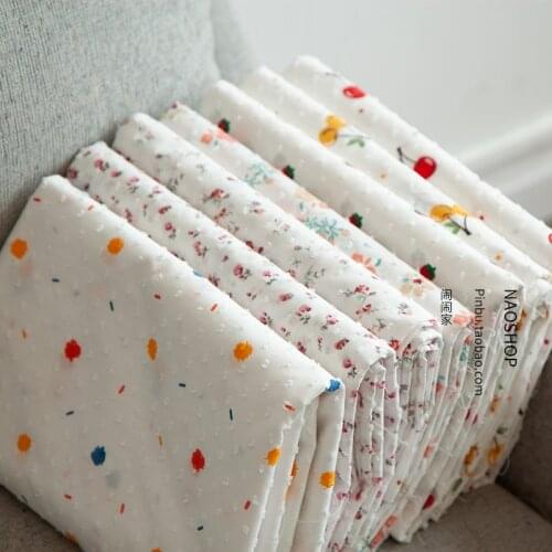 145x50cm Cotton Plain Cut Flower Spring Summer Fabric, Making Childrens Clothing Handmade DIY Flower Branch Strawberry Cloth